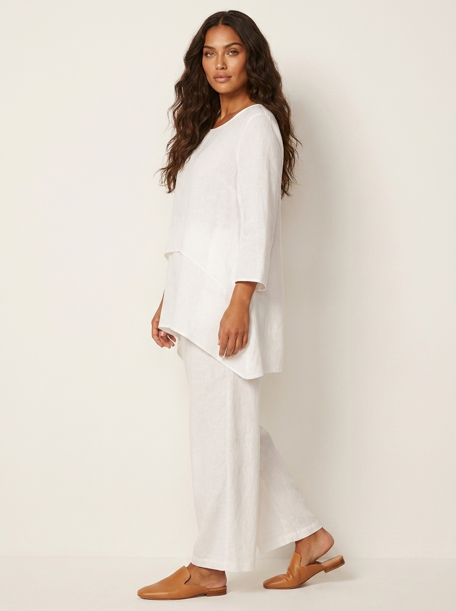 Set met gelaagde tuniek en wijde broek voor dames