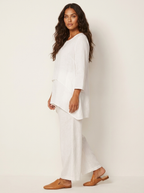 Set met gelaagde tuniek en wijde broek voor dames