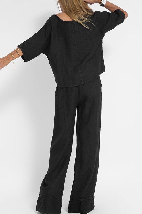 Tweedelige set met cropped top en wijde broek voor dames