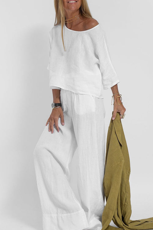 Tweedelige set met cropped top en wijde broek voor dames