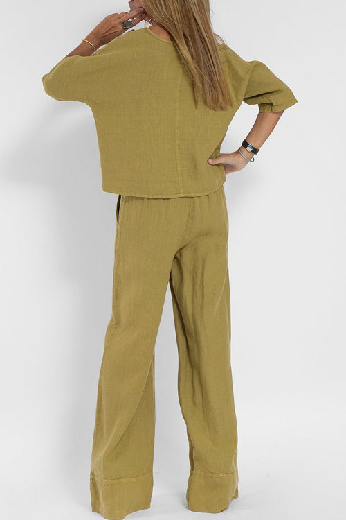 Tweedelige set met cropped top en wijde broek voor dames