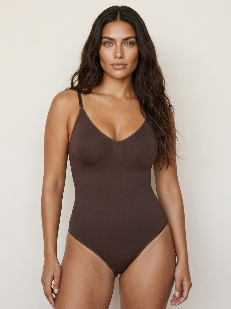Shapewear body met verstelbare bandjes in bruin