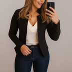 Slim fit blazer met vrouwelijke pasvorm voor dames in zwart
