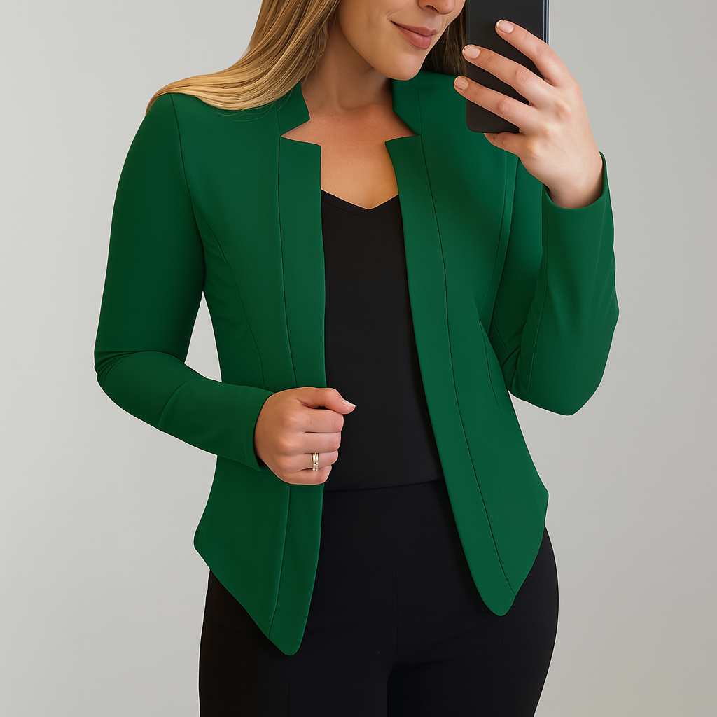 Slim fit blazer met vrouwelijke pasvorm voor dames in groen