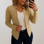 Slim fit blazer met vrouwelijke pasvorm voor dames in khaki