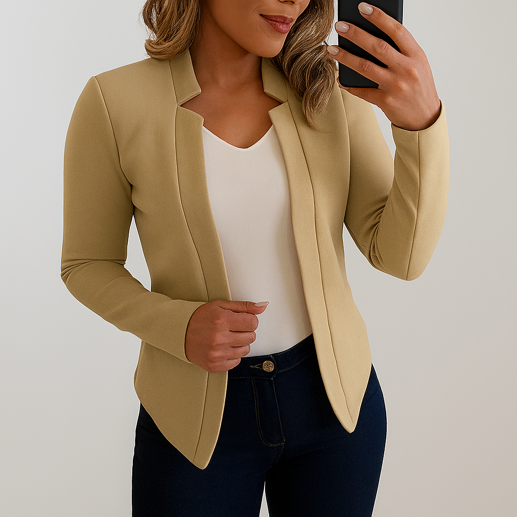 Slim fit blazer met vrouwelijke pasvorm voor dames in khaki