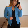 Slim fit blazer met vrouwelijke pasvorm voor dames in blauw