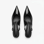 Slingback hakken met slangenprint en puntige neus