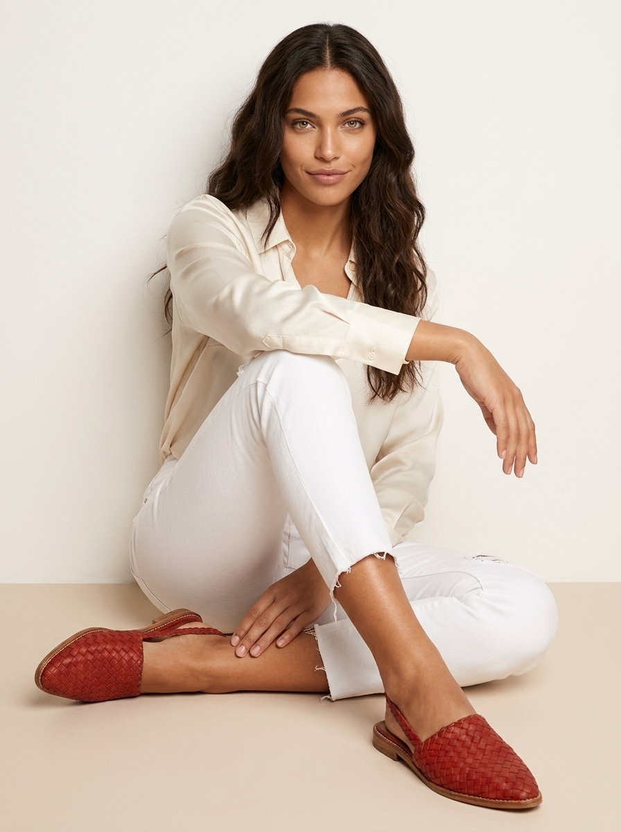 Slingback loafers met gevlochten afwerking