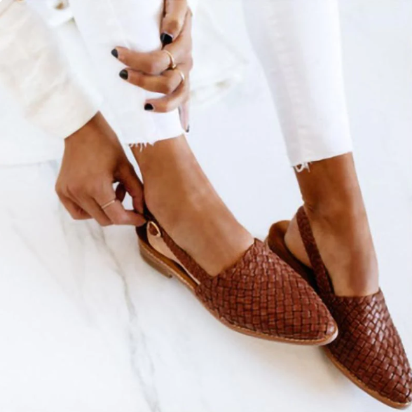 Slingback loafers met gevlochten afwerking in bruin