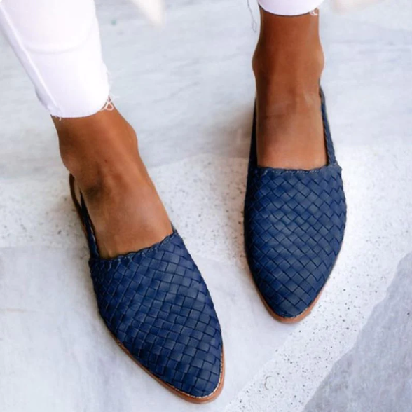 Slingback loafers met gevlochten afwerking in blauw