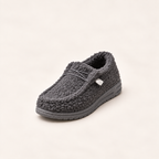 Slippers met teddyvoering en zachte instap voor dames in grijs