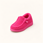 Slippers met teddyvoering en zachte instap voor dames in roze