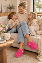 Slippers met teddyvoering en zachte instap voor dames