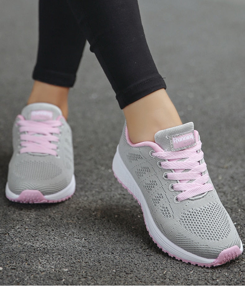 Sneakers met mesh bovenwerk en schokdempende zool voor dames
