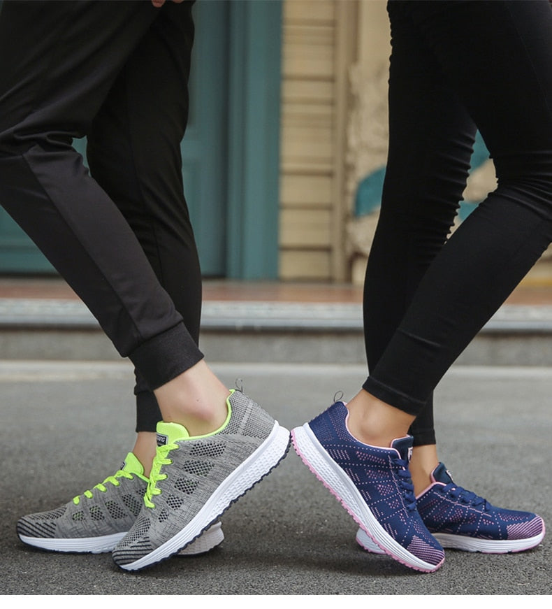 Sneakers met mesh bovenwerk en schokdempende zool voor dames