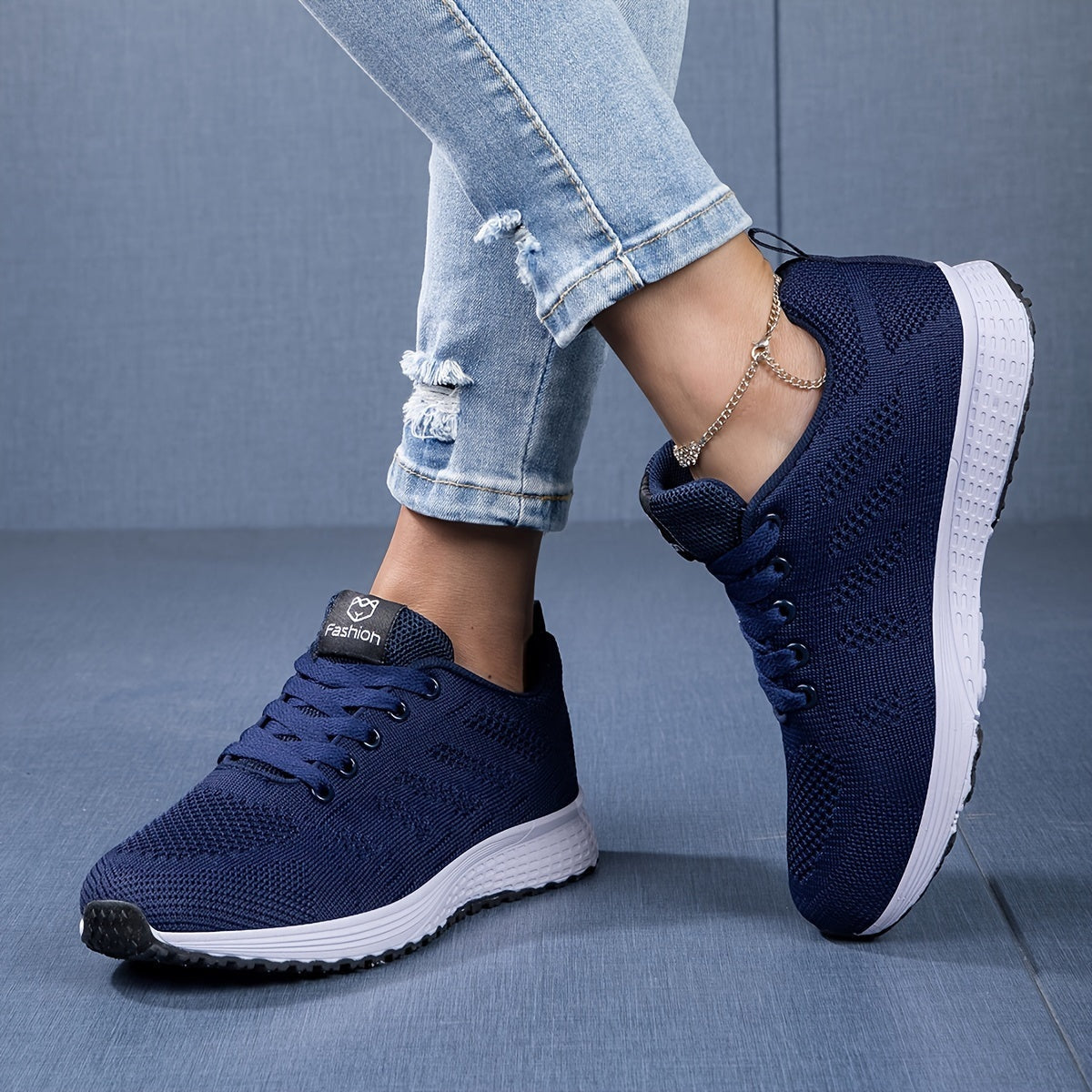 Sneakers met ademend mesh en comfortabele zool voor dames in blauw