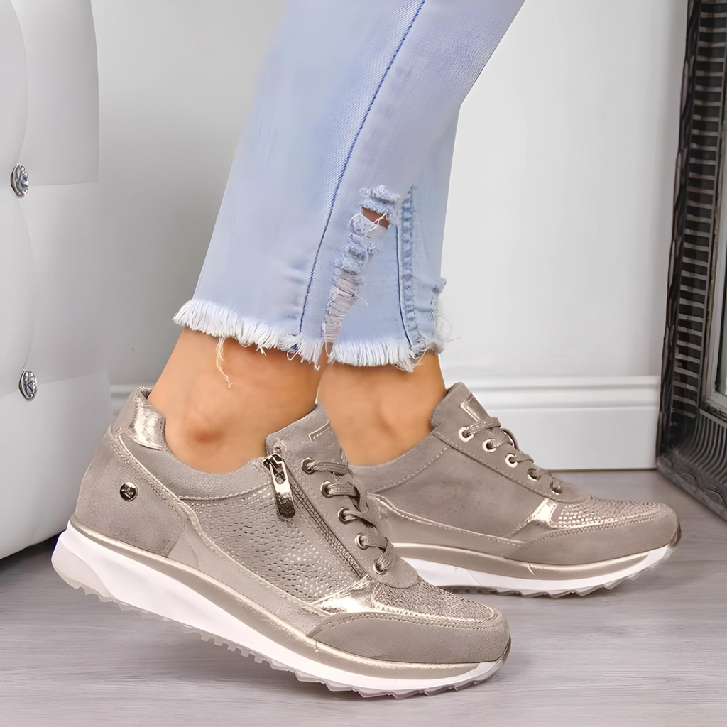 Sneakers met lichtgewicht ontwerp en stevige zool voor dames in khaki