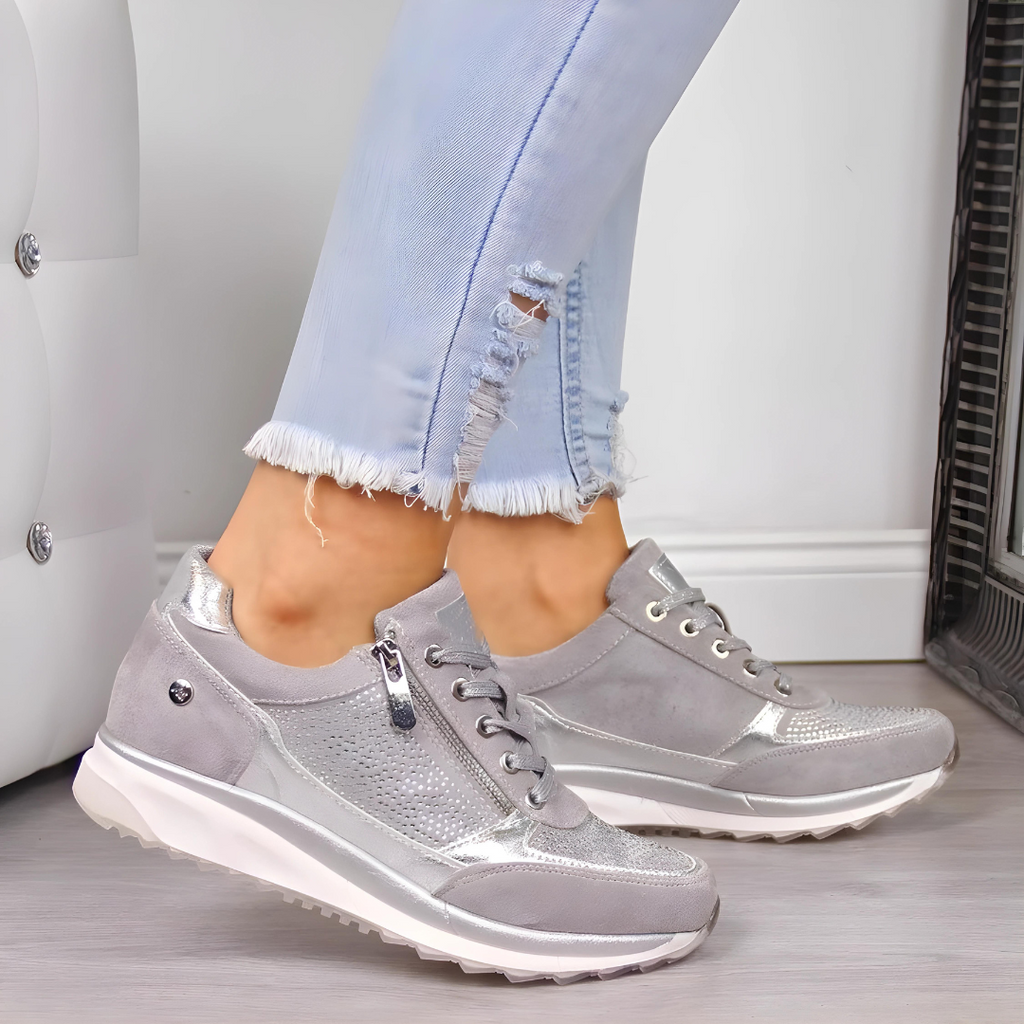 Sneakers met lichtgewicht ontwerp en stevige zool voor dames in grijs