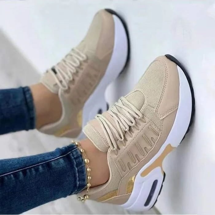 Sneakers met platformzool en extra demping voor dames in beige