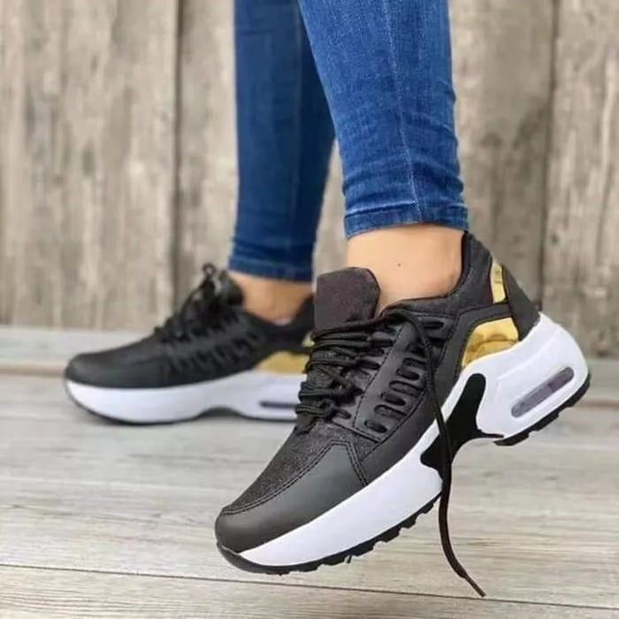 Sneakers met platformzool en extra demping voor dames in zwart