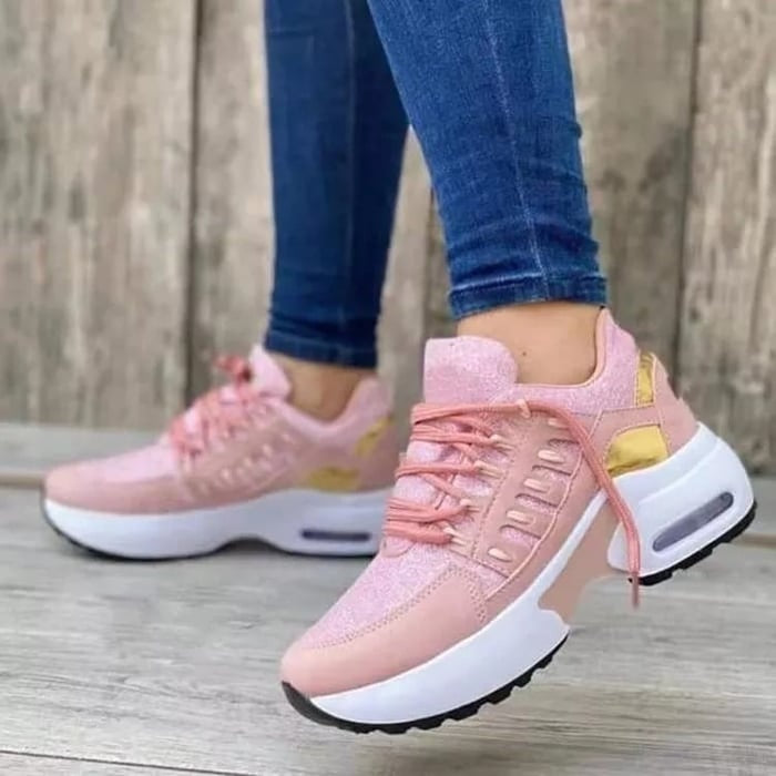 Sneakers met platformzool en extra demping voor dames in roze