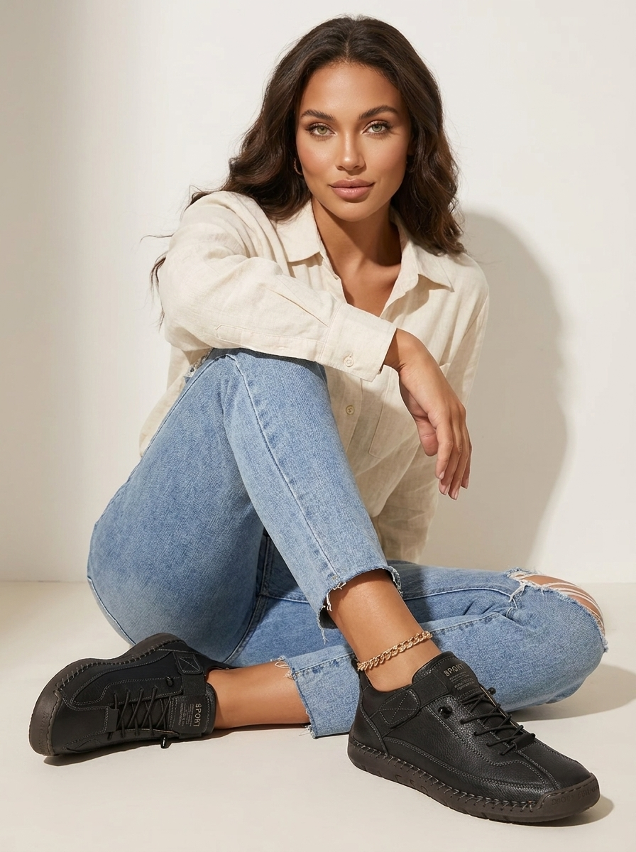 Sneakers met veters en klittenbandsluiting voor dames