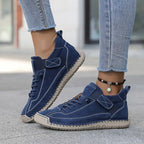 Sneakers met veters en klittenbandsluiting voor dames in blauw