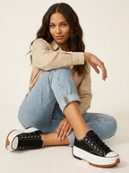 Sneakers met platformzool en veterontwerp voor dames