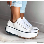 Sneakers met platformzool en veterontwerp voor dames in wit