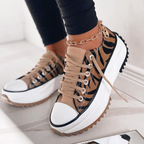 Sneakers met platformzool en veterontwerp voor dames in tijgerstrepen