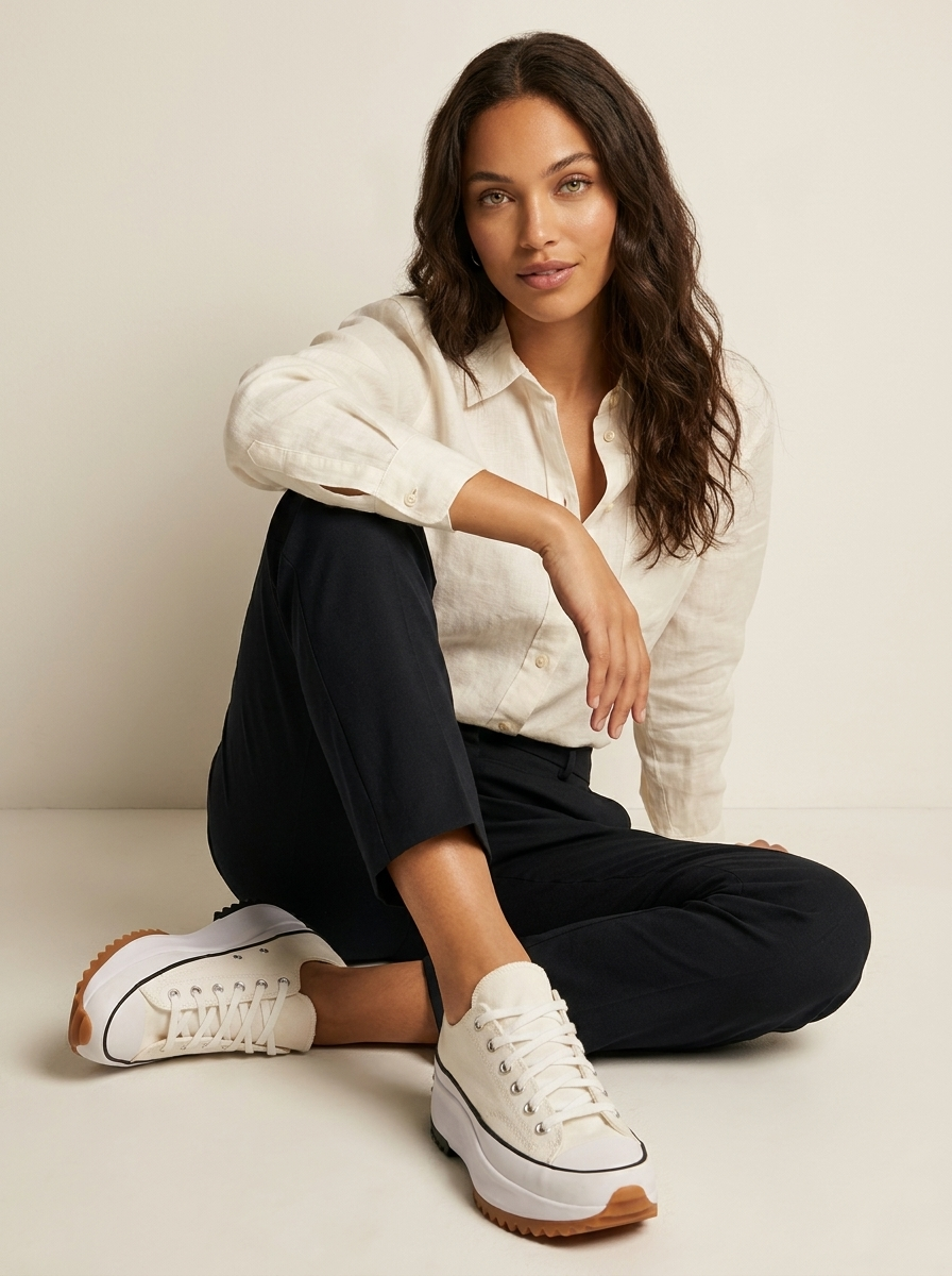 Sneakers met platformzool en veterontwerp voor dames