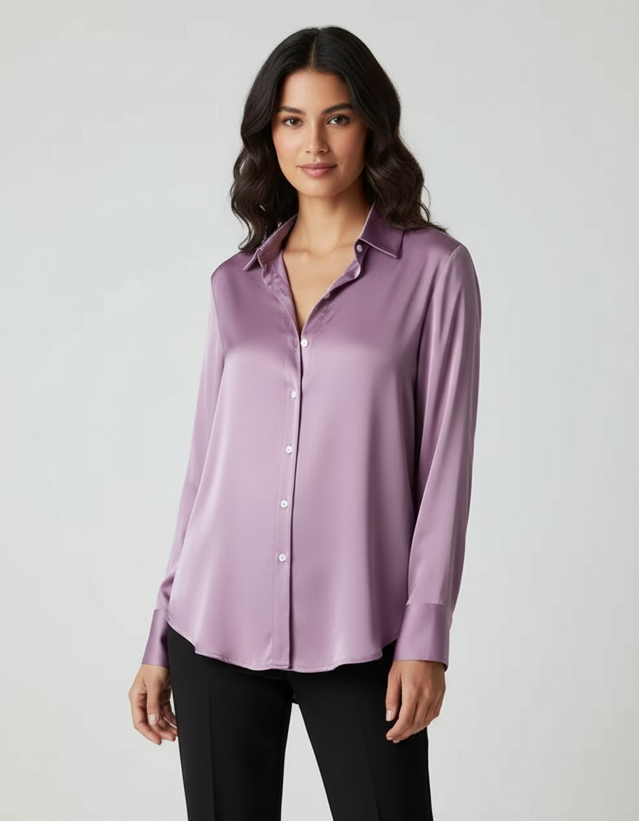 Soepelvallende blouse met subtiele glans voor dames in paars