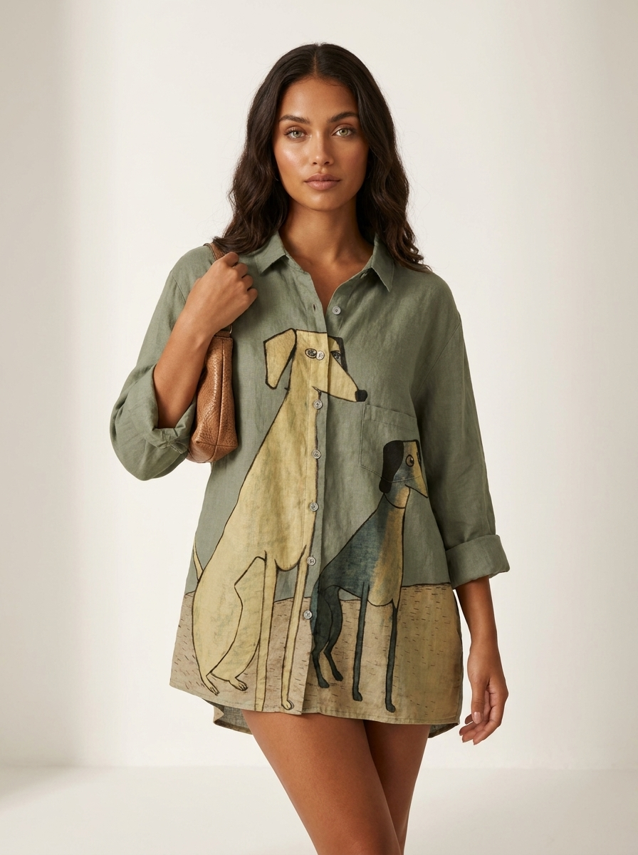 Speelse blouse met hondenprint