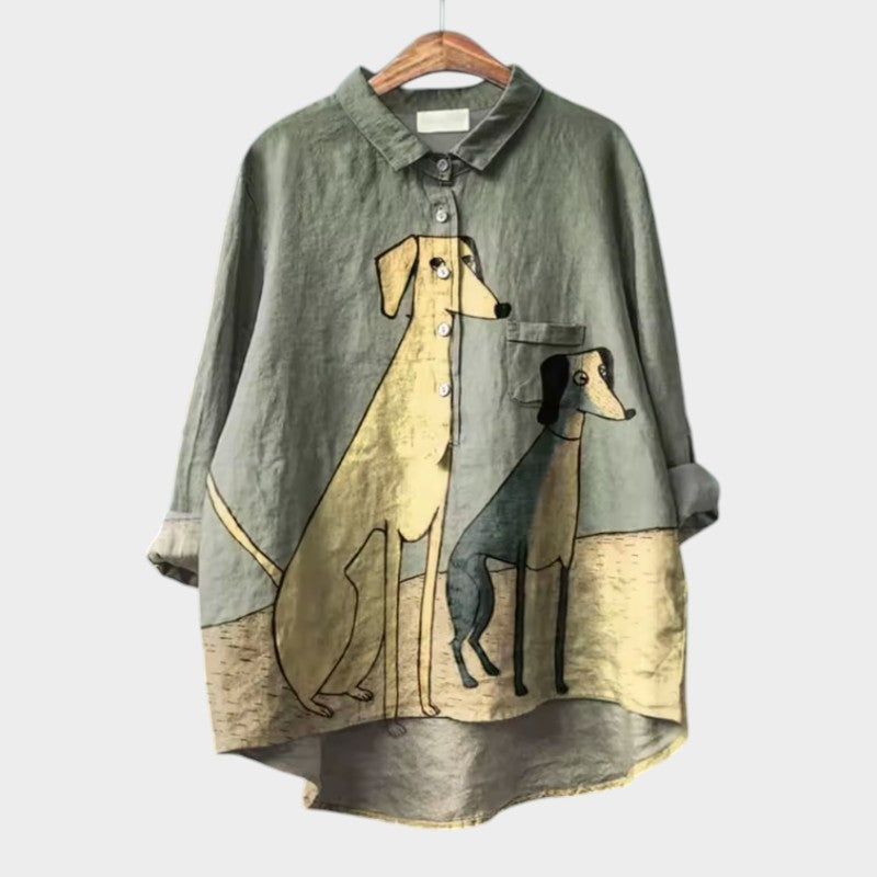 Speelse blouse met hondenprint