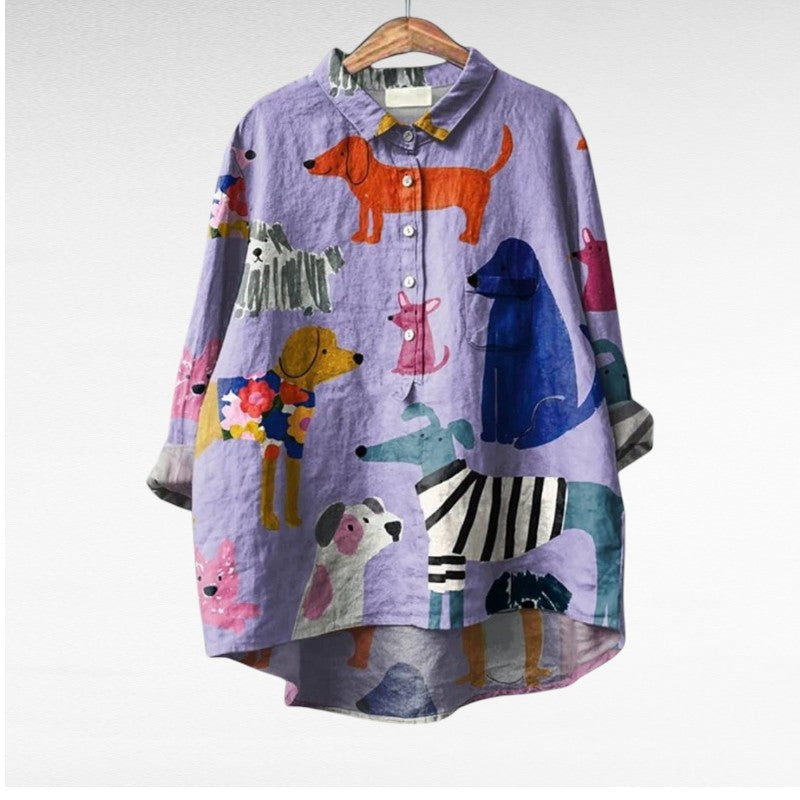 Speelse blouse met hondenprint
