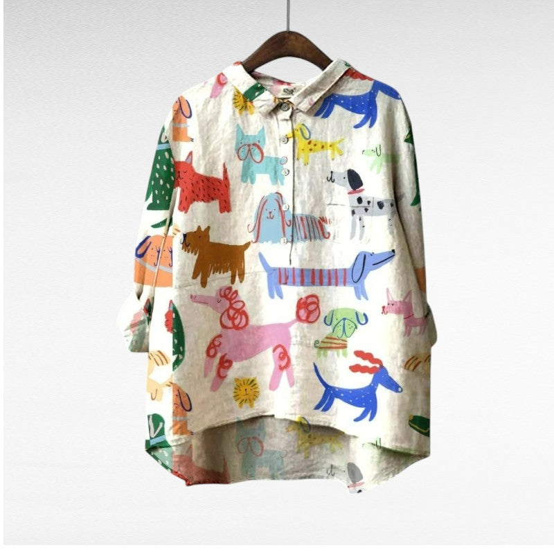 Speelse blouse met hondenprint