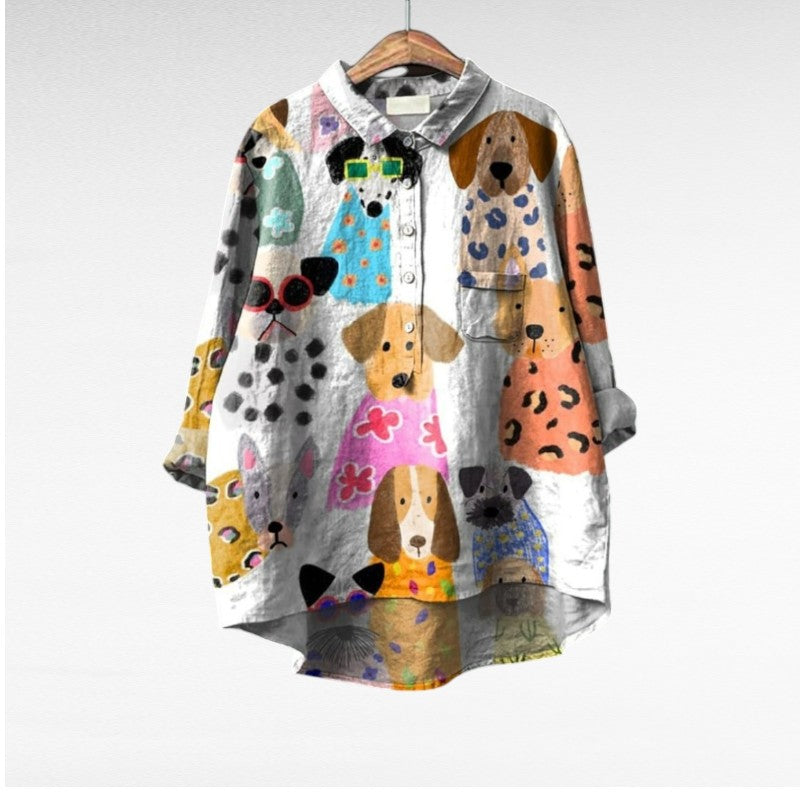 Speelse blouse met hondenprint