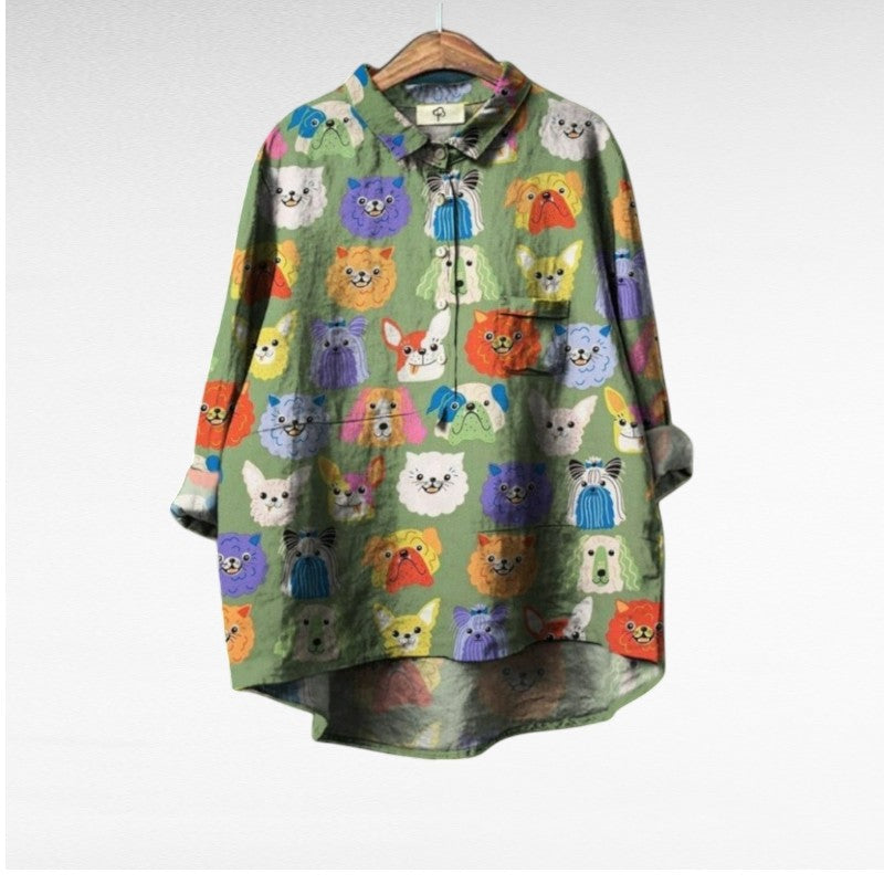 Speelse blouse met hondenprint