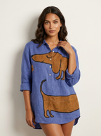 Speelse blouse met hondenprint