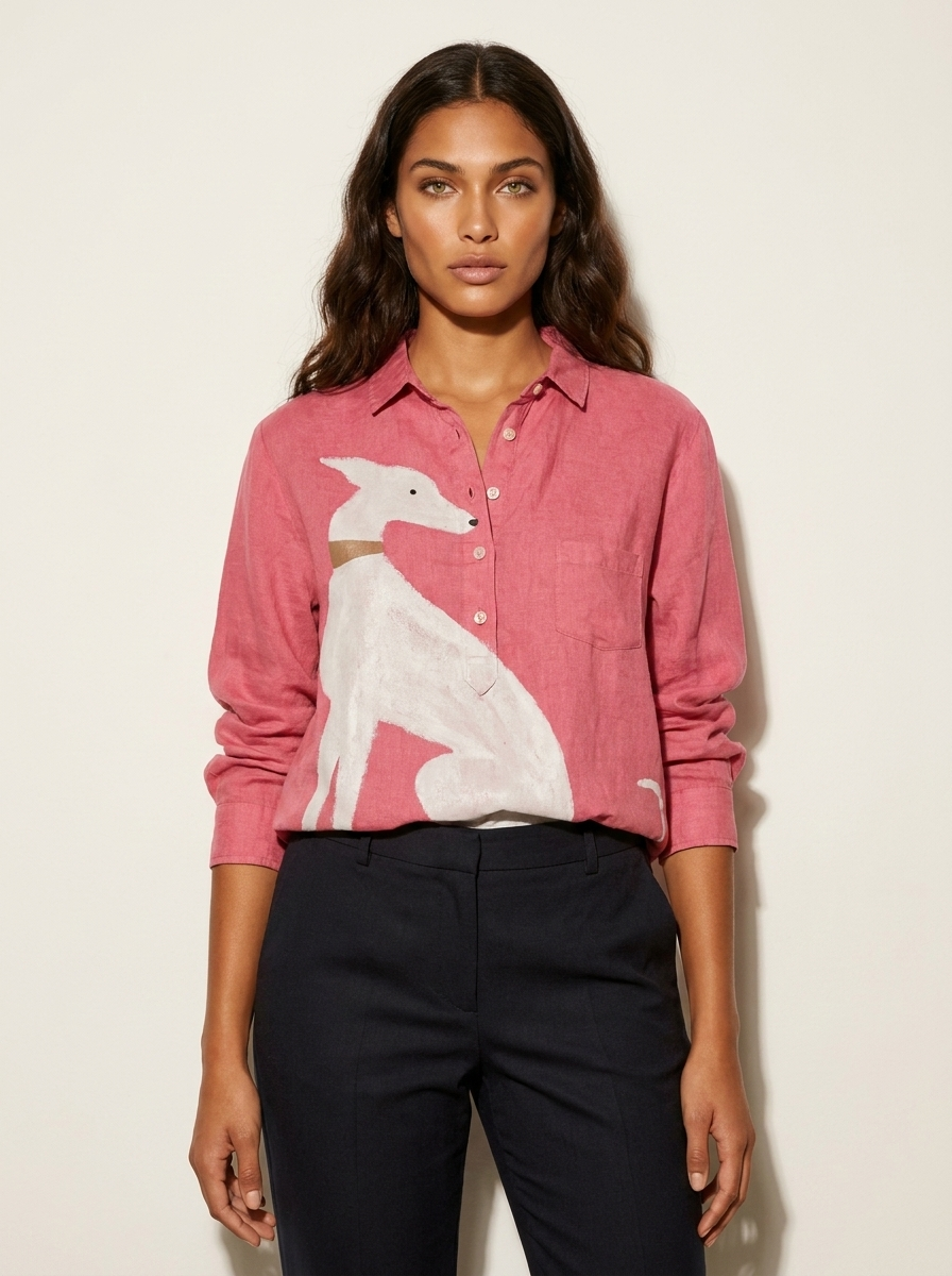 Speelse blouse met hondenprint in print 6