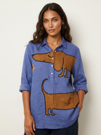 Speelse blouse met hondenprint in print 1