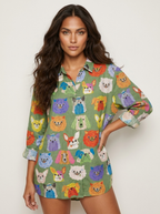 Speelse blouse met hondenprint in print 4