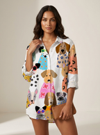 Speelse blouse met hondenprint