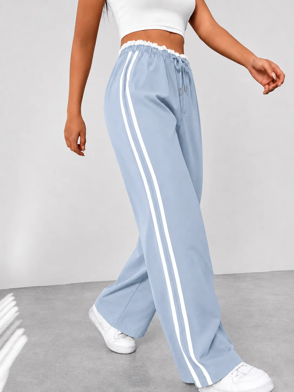 Sportbroek met zijstrepen en elastische taille voor dames