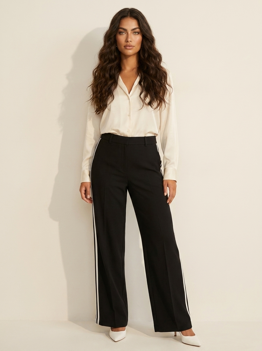 Sportbroek met zijstrepen en elastische taille voor dames