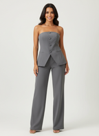 Strapless pantalon set met verfijnde tailoring voor dames in grijs