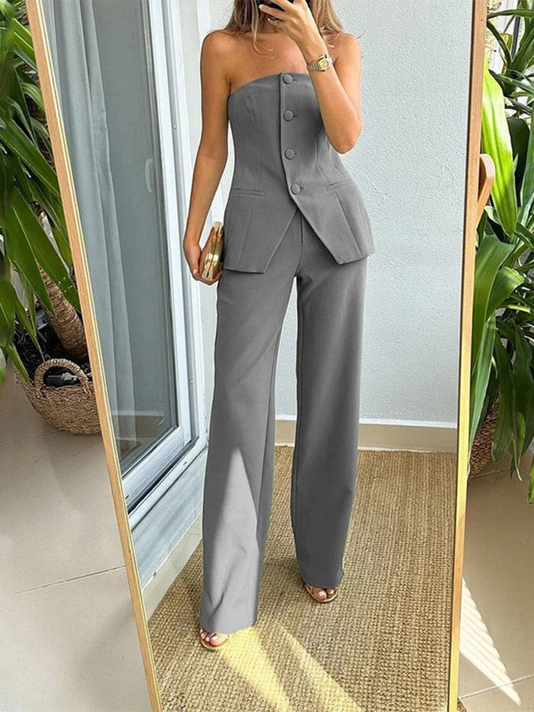Strapless pantalon set met verfijnde tailoring voor dames