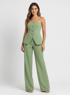 Strapless pantalon set met verfijnde tailoring voor dames in groen