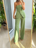 Strapless pantalon set met verfijnde tailoring voor dames